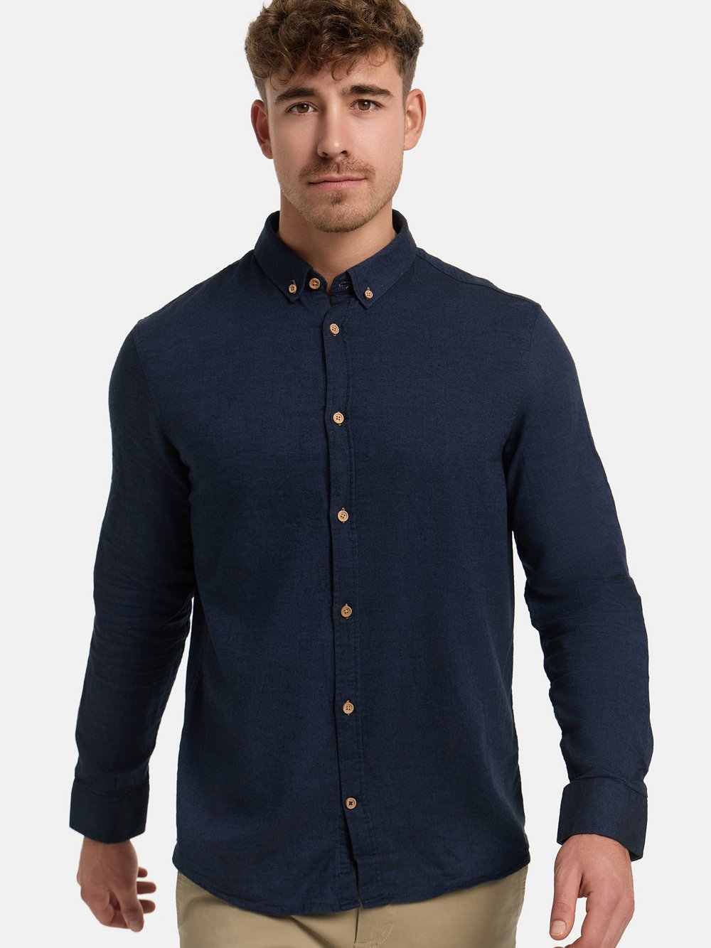 Kronstadt Hemd Langarm Herren Regular Fit Baumwolle blau, XXXL