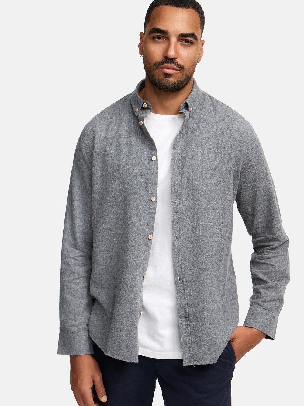 Thumbnail - Kronstadt Hemd Langarm Herren Regular Fit Baumwolle grau, M