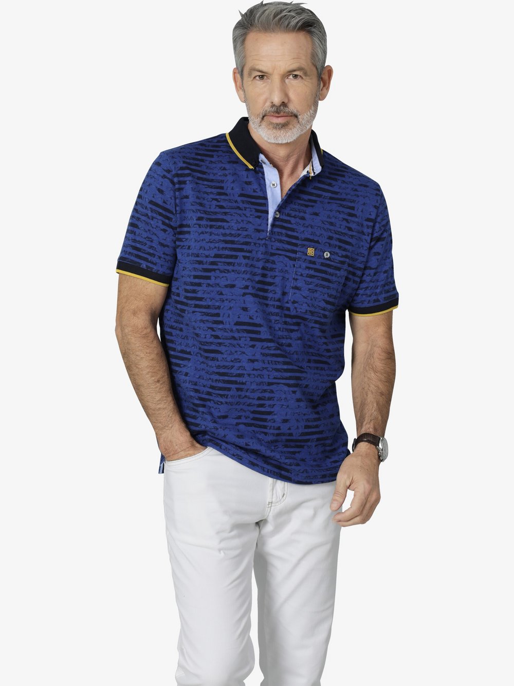 BABISTA Poloshirt Herren Baumwolle blau bedruckt, S