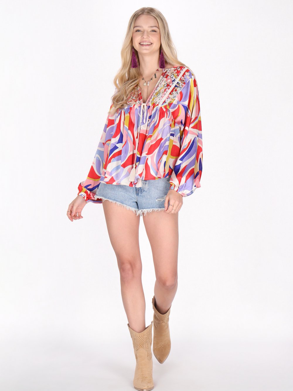 IZIA Bluse Damen mehrfarbig bedruckt, S