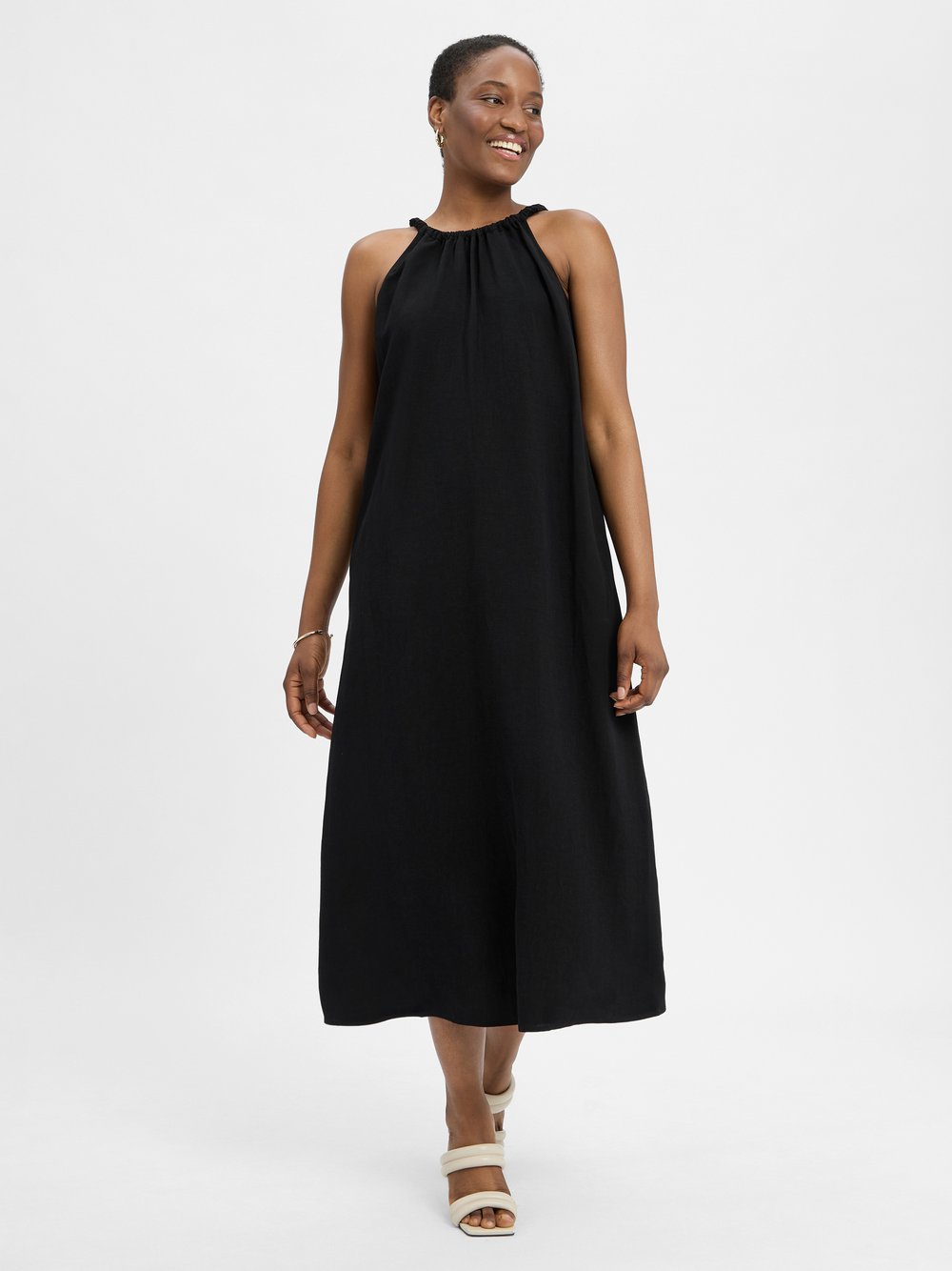 Someday Maxikleid mit Leinen-Anteil Damen Viskose schwarz, 42