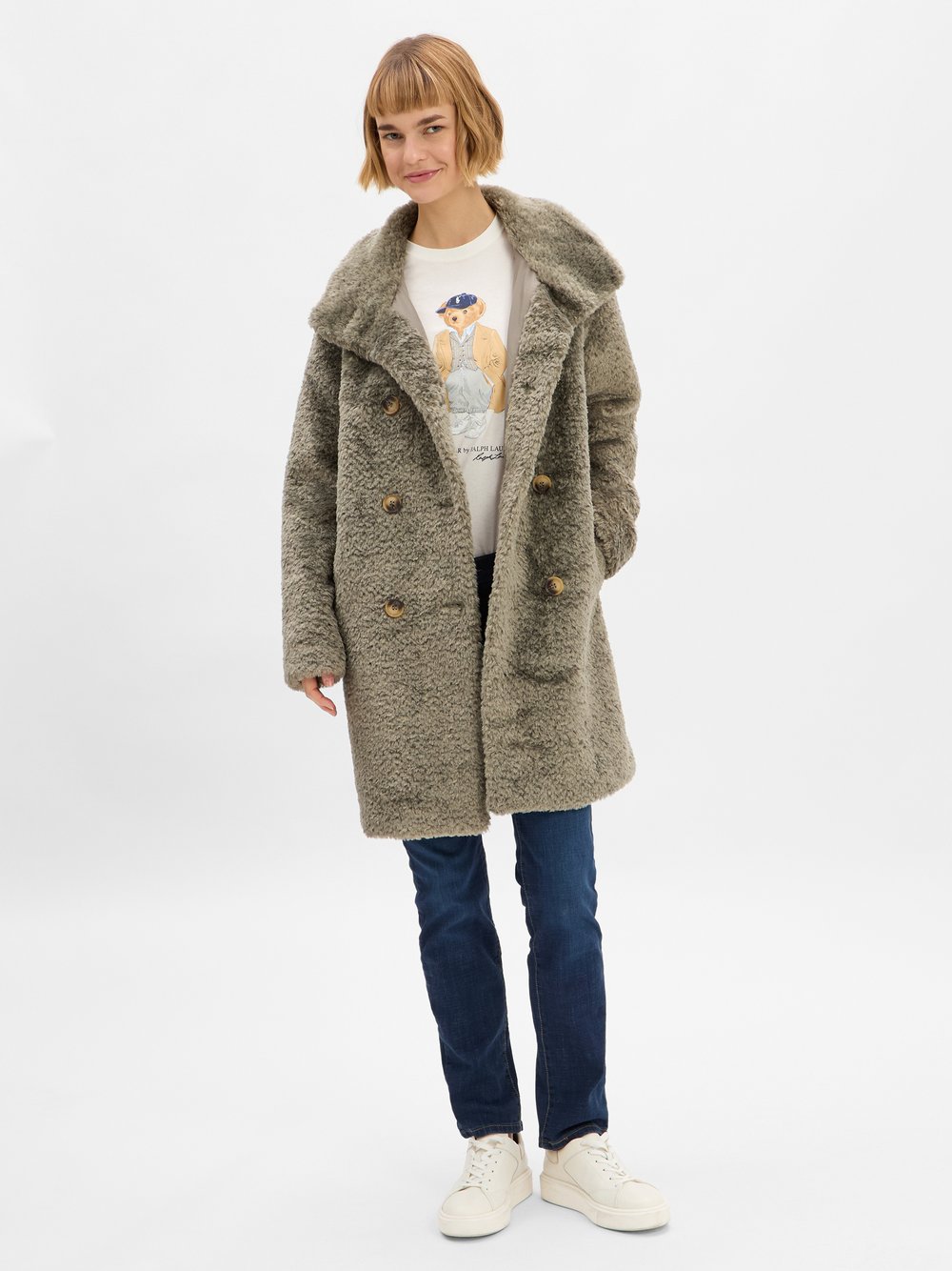 Marie Lund Teddy-Kurzmantel Damen grün, 38