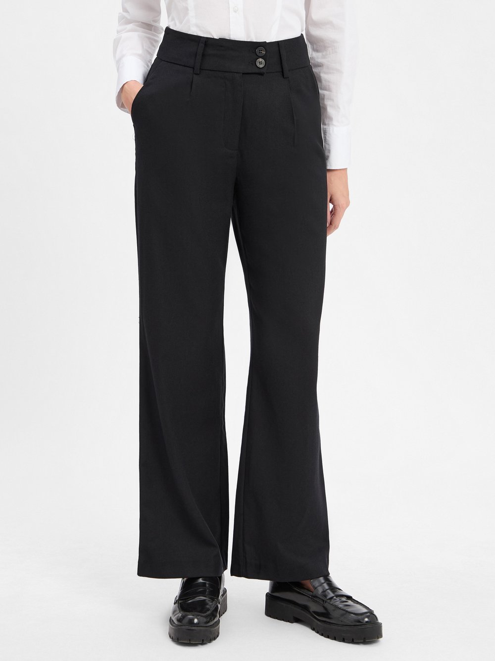 Thumbnail - Vila Hose mit Leinen-Anteil Damen Viskose schwarz, 36