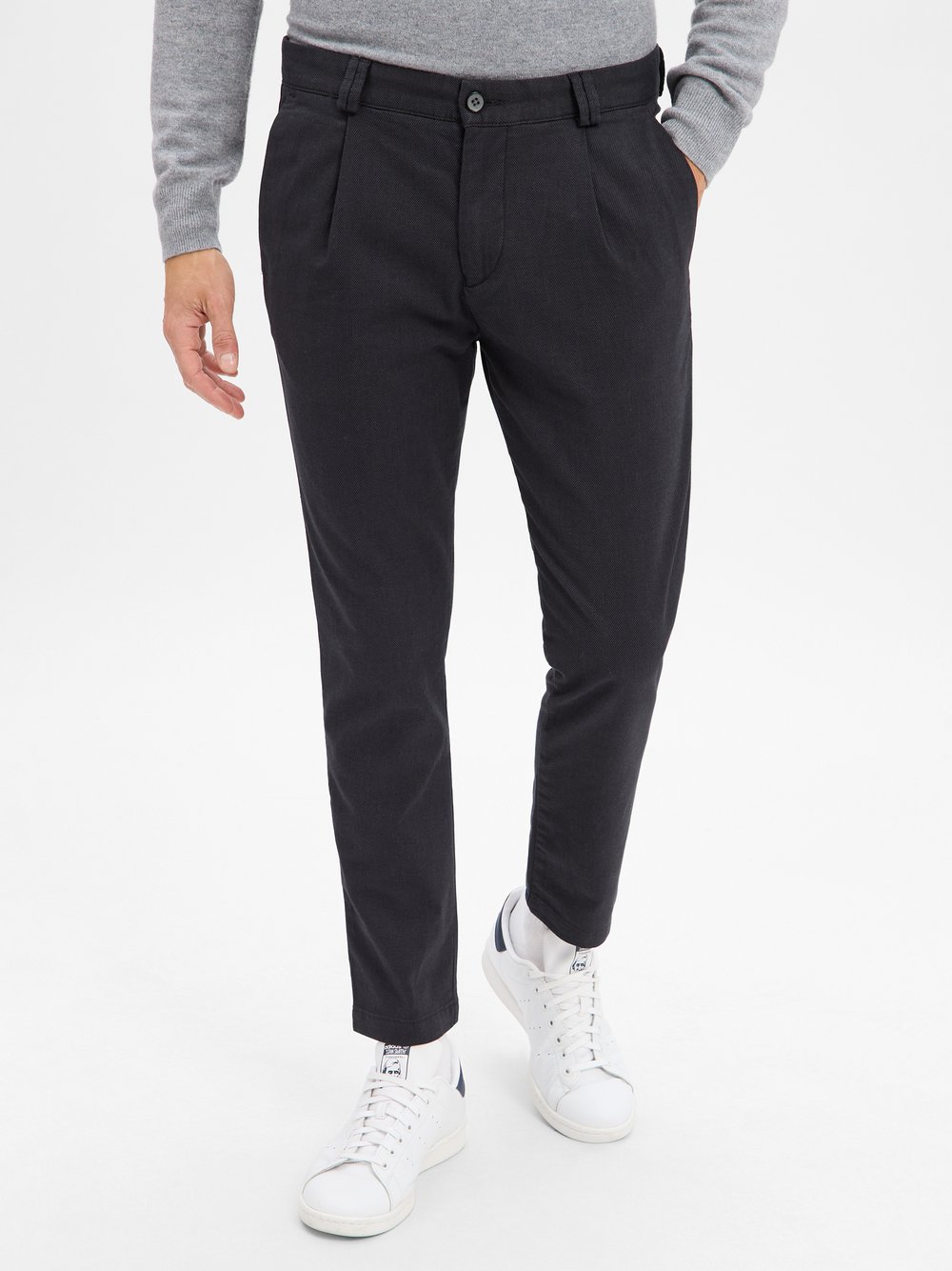 Finshley & Harding Bundfaltenhose Herren Baumwolle grau, 38-32