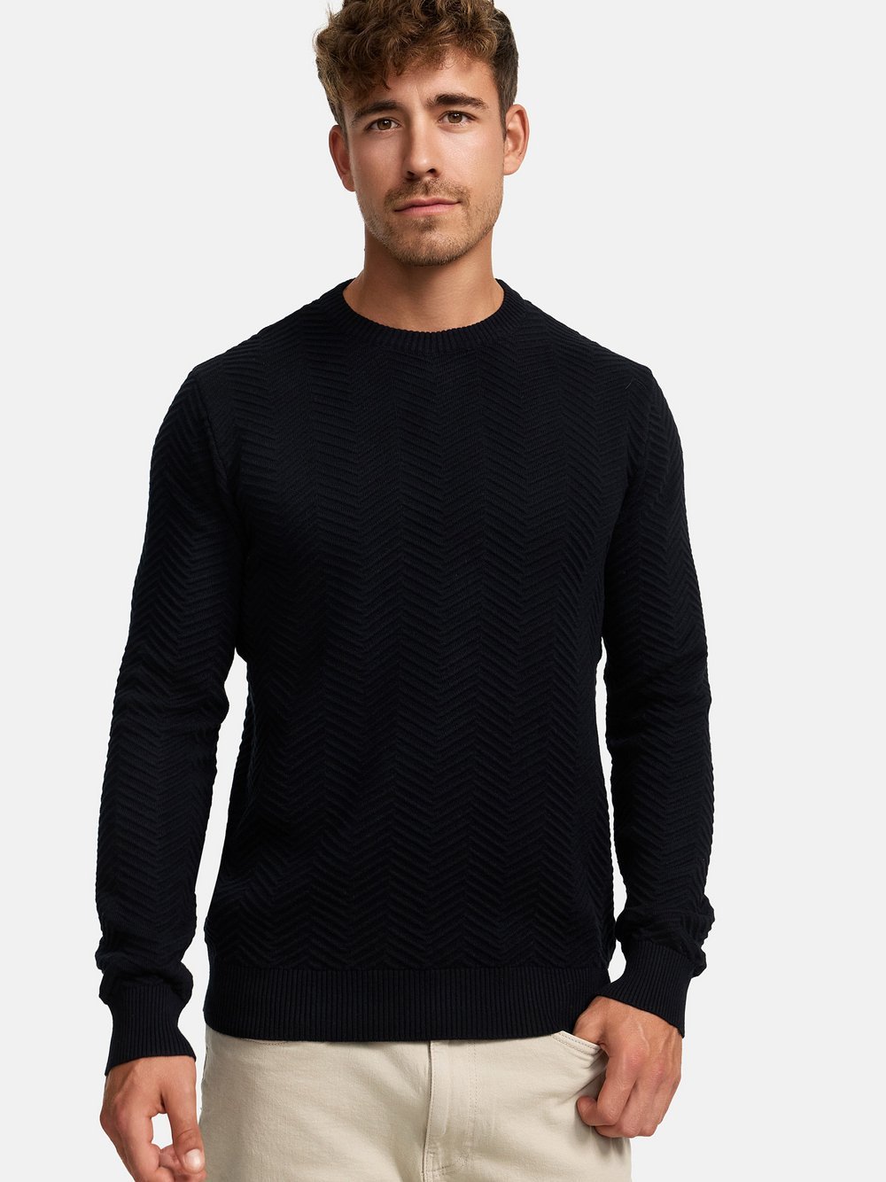 Kronstadt Strickpullover Herren Baumwolle schwarz, M