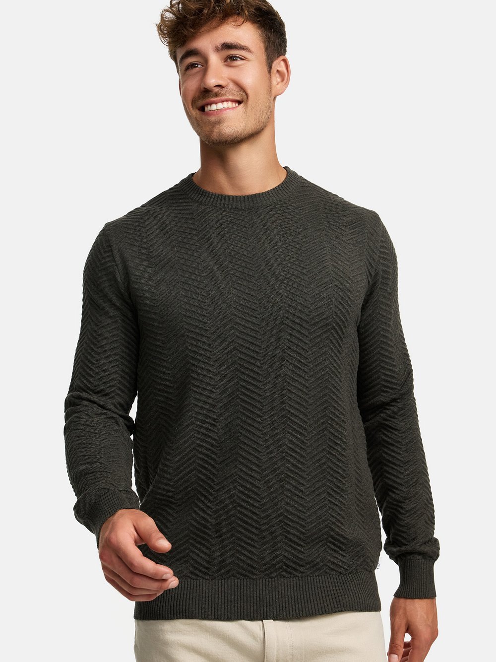 Kronstadt Strickpullover Herren Baumwolle grün, M