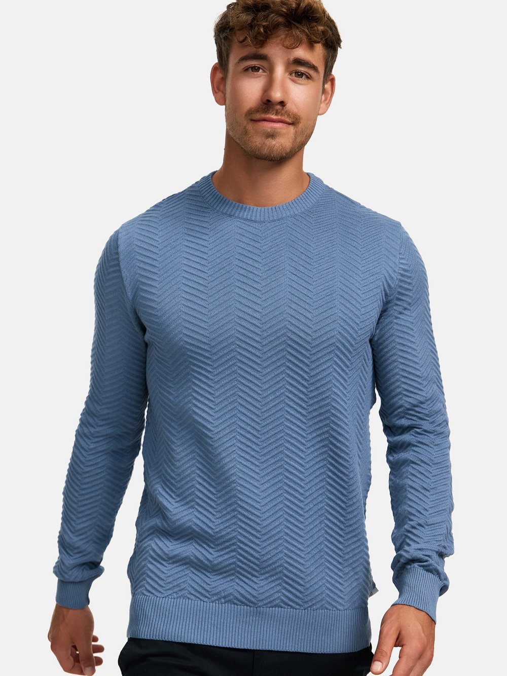 Kronstadt Strickpullover Herren Baumwolle blau, XXL