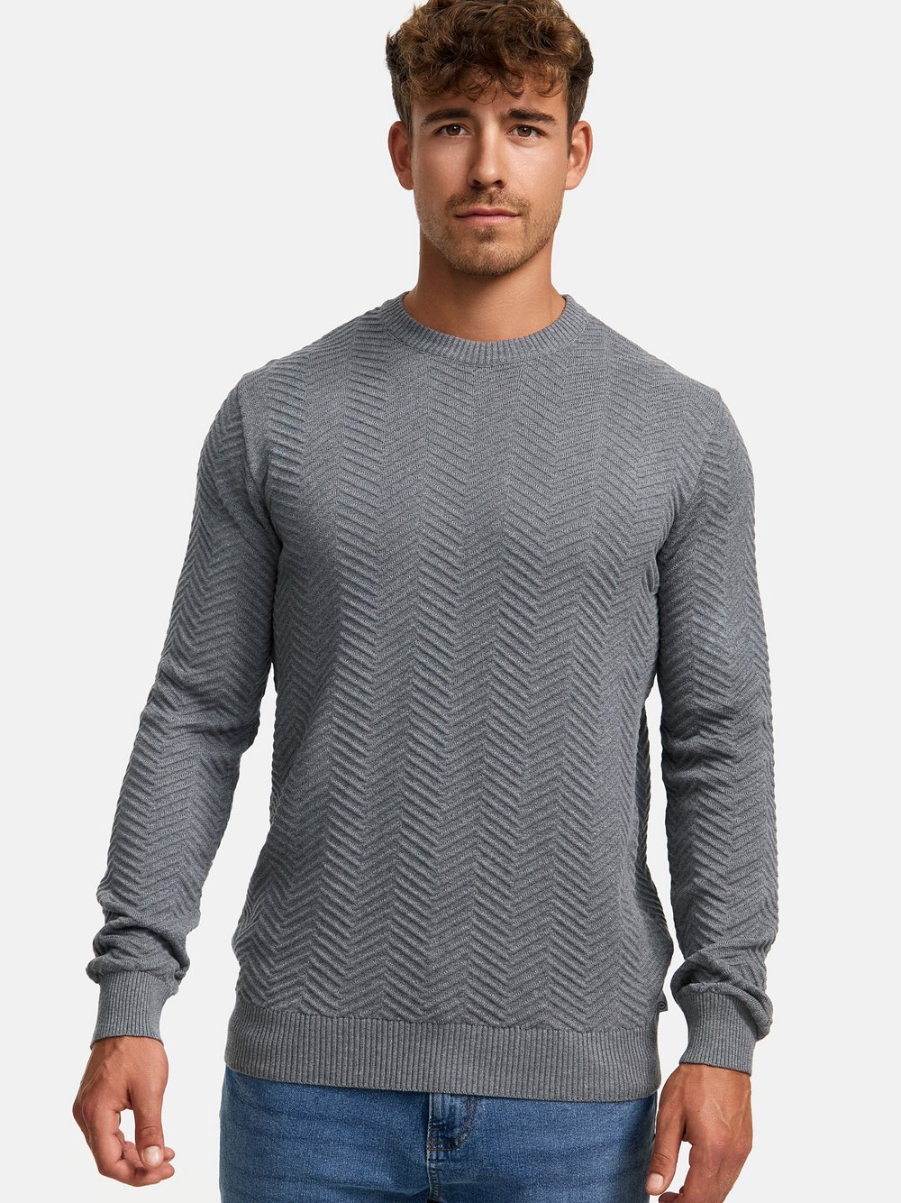 Kronstadt Strickpullover Herren Baumwolle grau, S