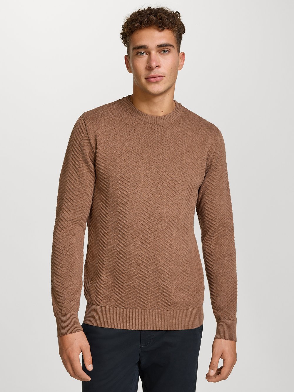 Kronstadt Strickpullover Herren Baumwolle braun, XXL