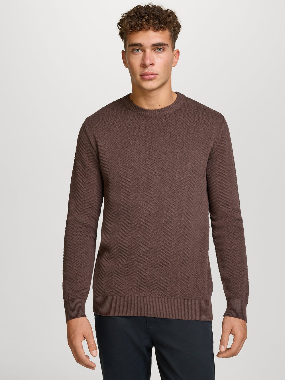 Thumbnail - Kronstadt Strickpullover Herren Baumwolle braun, S