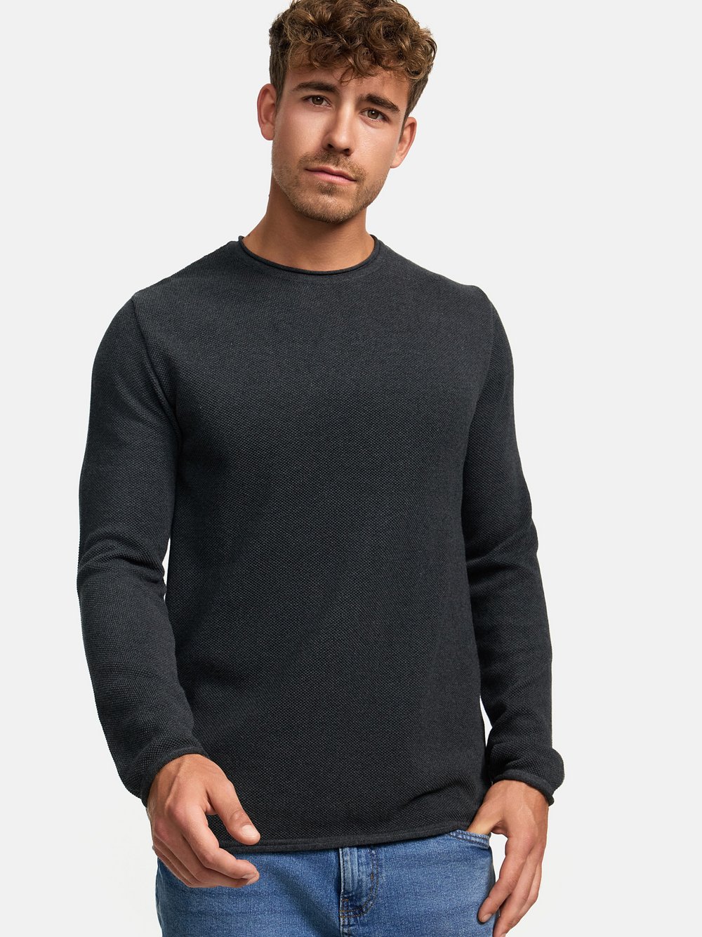 Thumbnail - Kronstadt Strickpullover Herren Baumwolle grau, XXL
