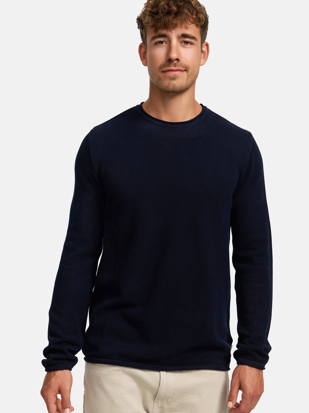 Kronstadt Strickpullover Herren Baumwolle blau, M