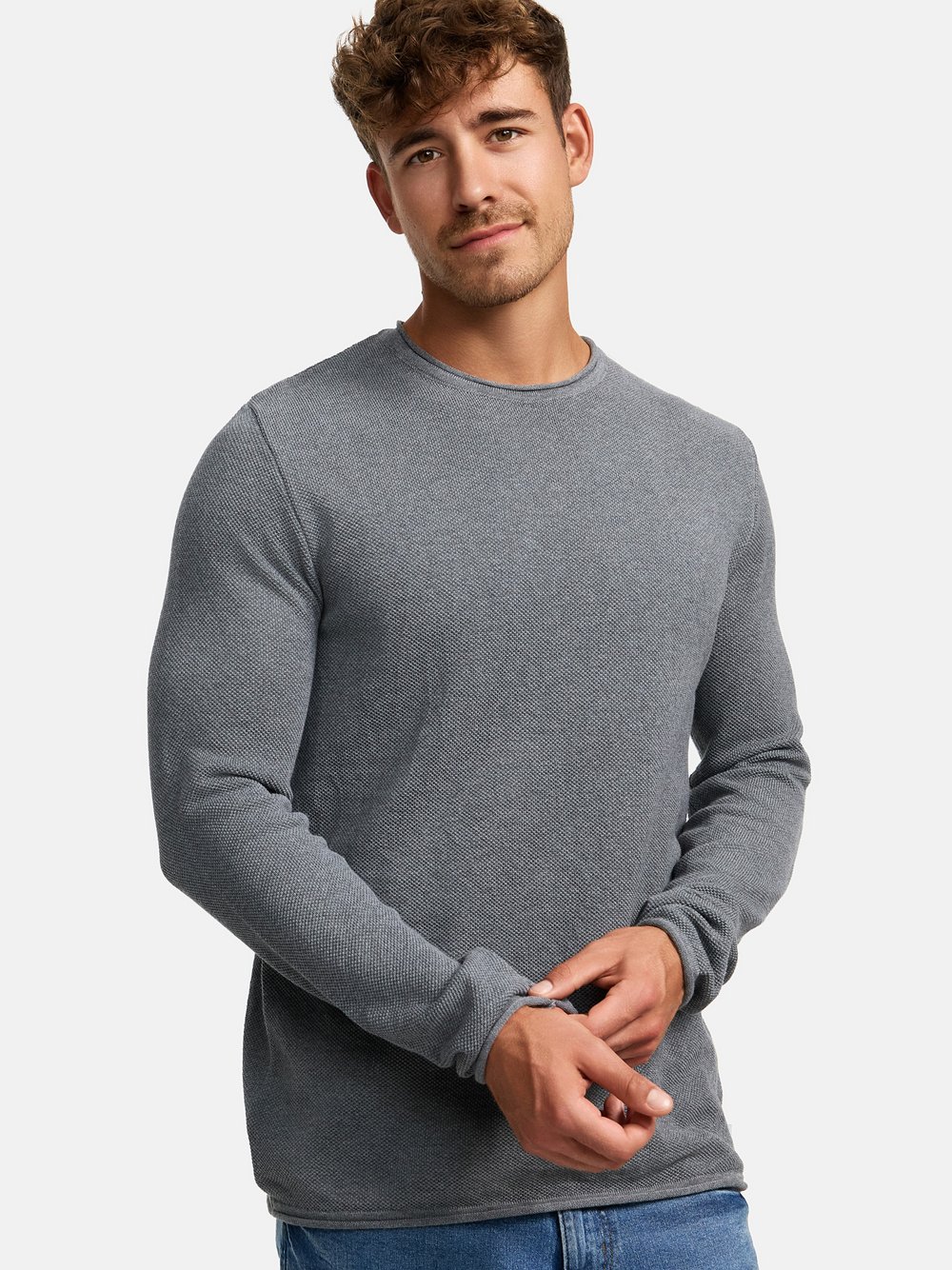 Thumbnail - Kronstadt Strickpullover Herren Baumwolle grau, M