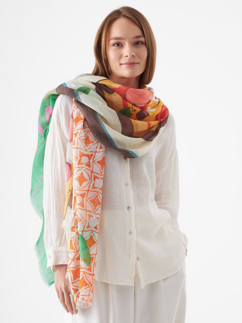 Codello Schal Damen Baumwolle mehrfarbig bedruckt, ONE SIZE