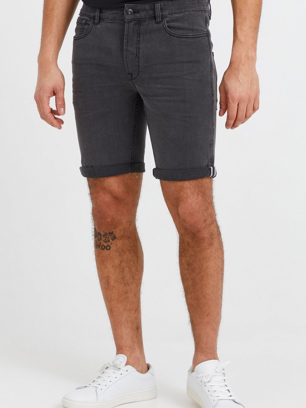 Solid Jeansshorts Herren Baumwolle grau, XXL