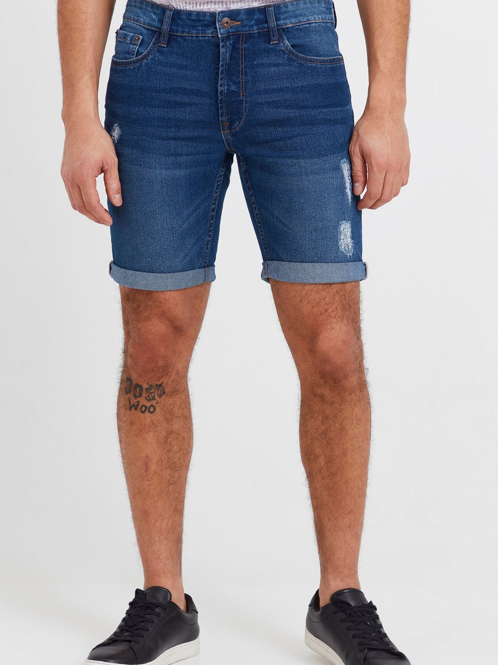 Solid Jeansshorts Herren Baumwolle blau, S