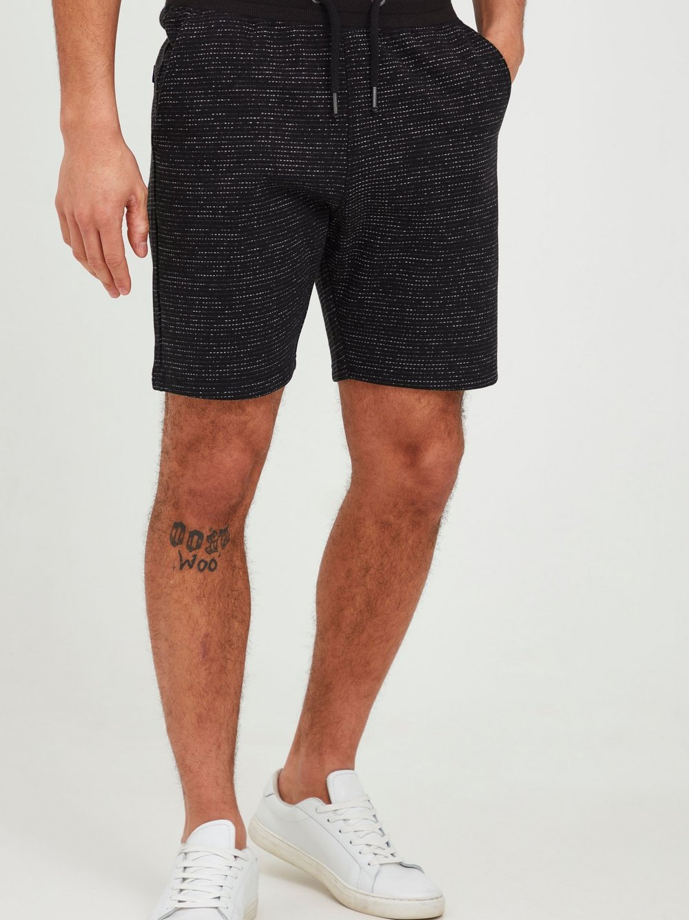 BLEND Sweatshorts Herren Baumwolle schwarz meliert, M