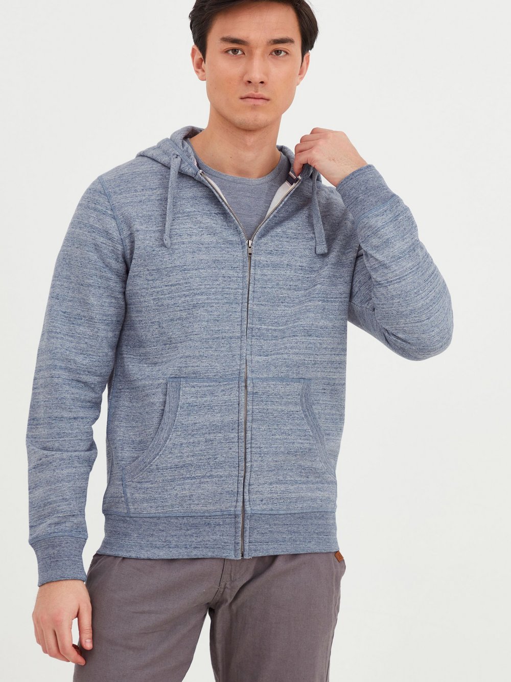 BLEND Kapuzensweatjacke Herren Baumwolle blau, XXL