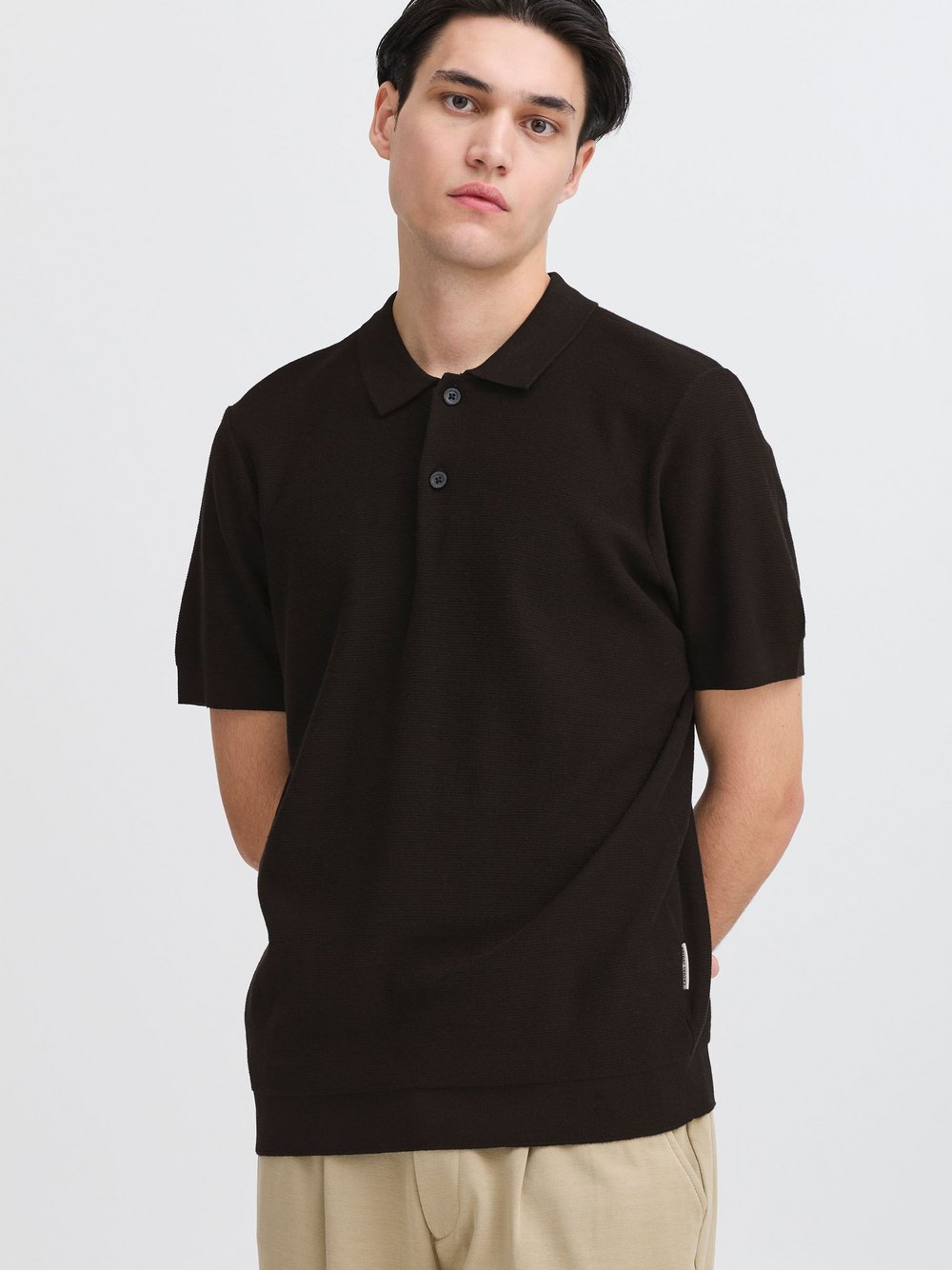 Thumbnail - CASUAL FRIDAY Poloshirt Herren Baumwolle schwarz strukturiert, L