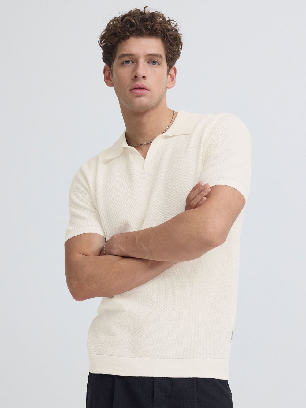 CASUAL FRIDAY Poloshirt Herren Baumwolle grau strukturiert, L