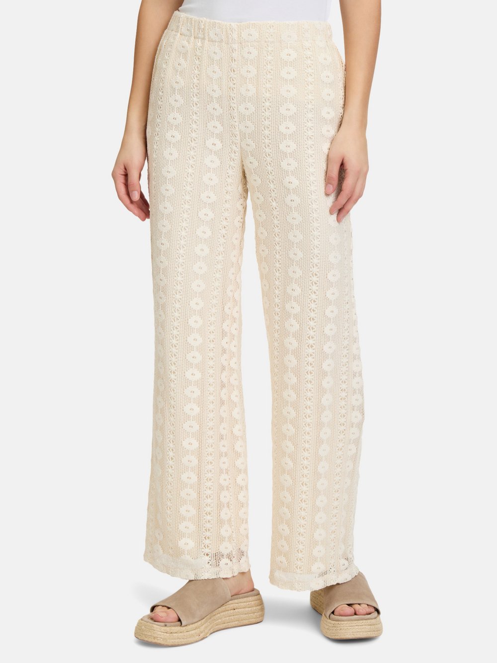 Cartoon Sommerhose Damen Baumwolle beige gemustert, 42