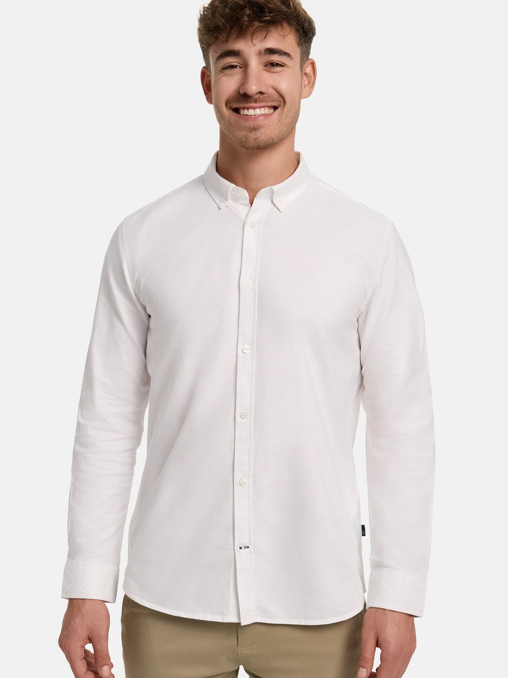 Kronstadt Hemd Langarm Herren Regular Fit Baumwolle weiß, M