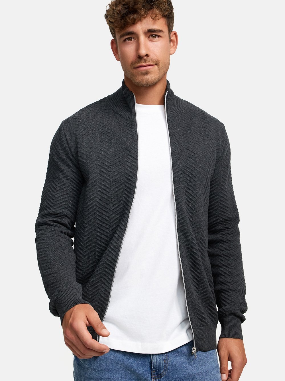 Kronstadt Strickjacke Herren Baumwolle grau, XXL