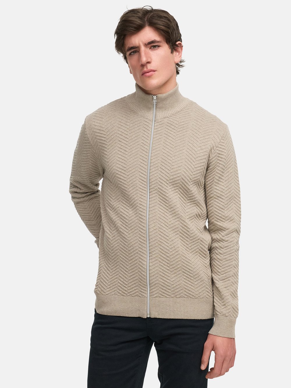 Kronstadt Strickjacke Herren Baumwolle beige, XXL