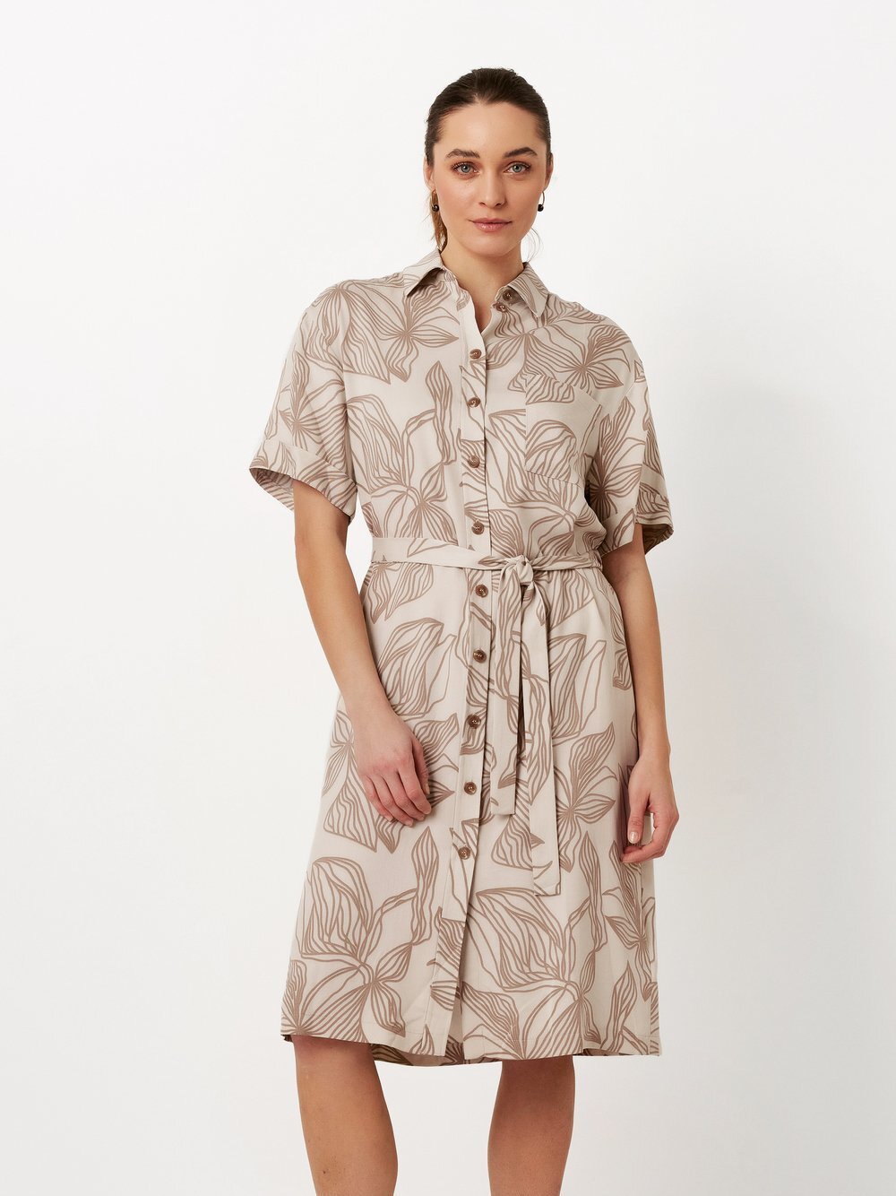 TONI Kleid Damen Viskose beige gemustert, 38