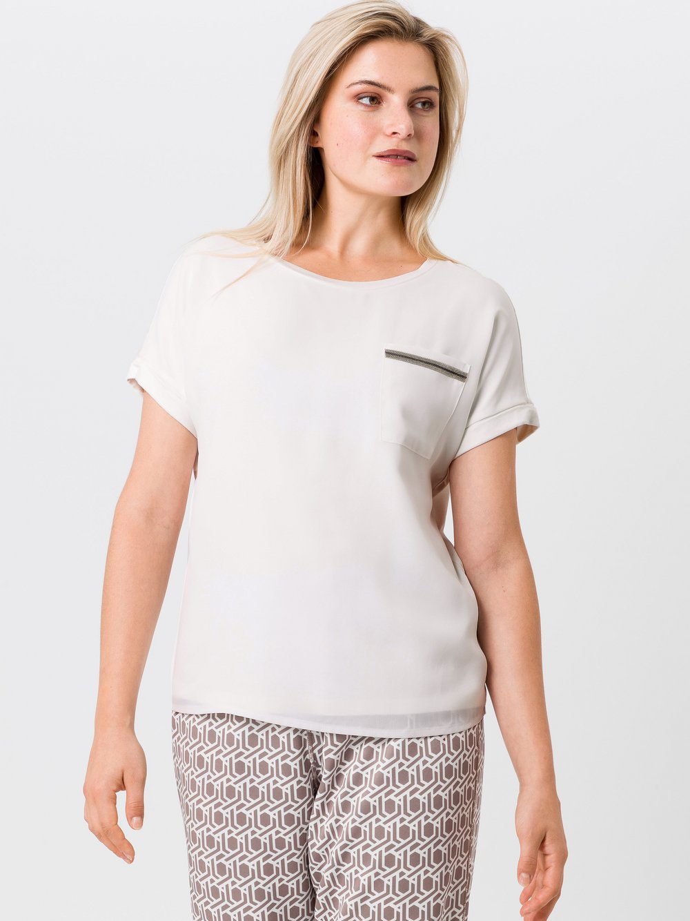 TUZZI Kurzarmshirt Damen Viskose weiß, 34