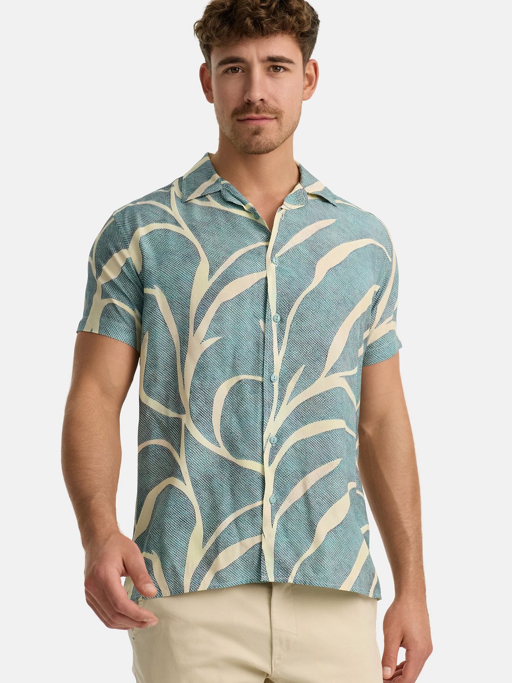 Indicode Hemd Kurzarm Herren Regular Fit grau bedruckt, XXL