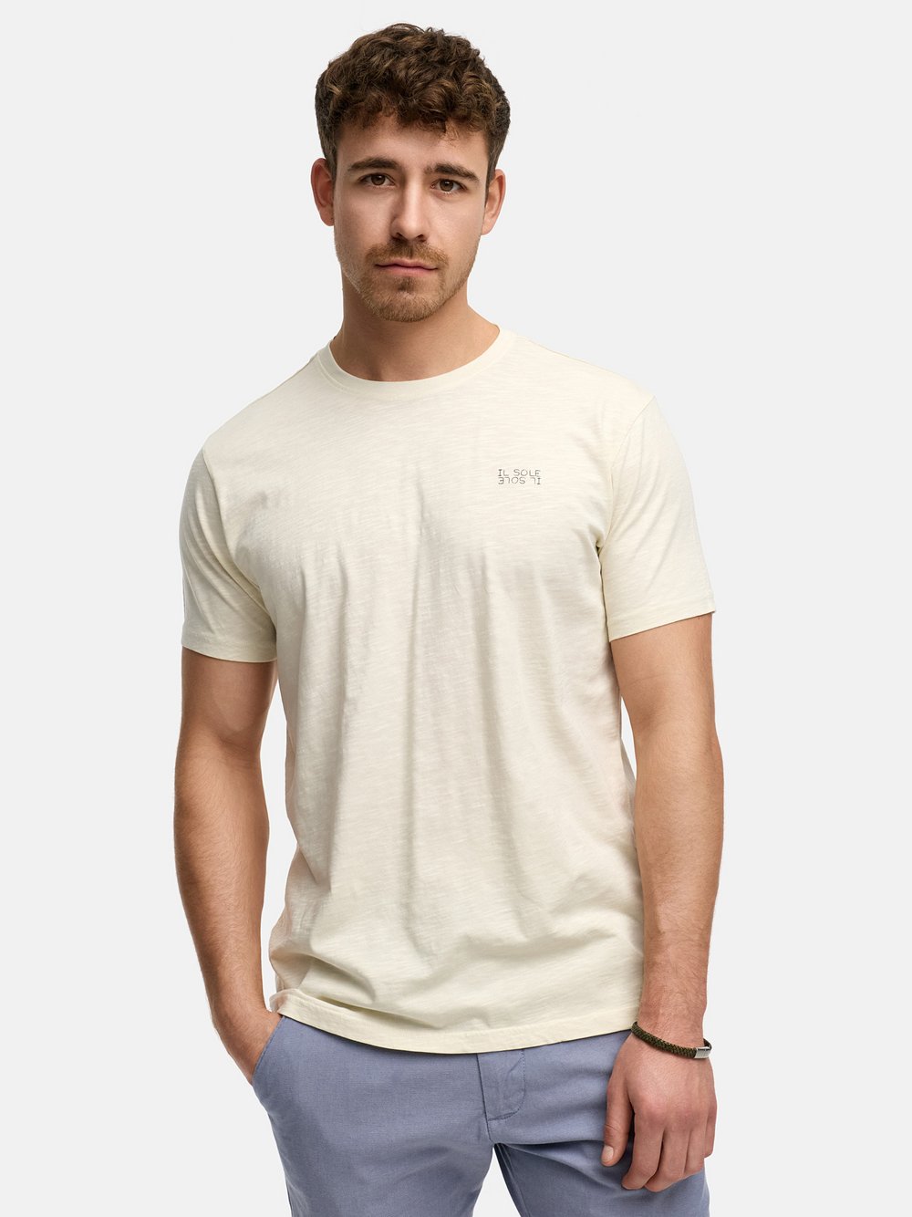 Indicode T-Shirt Herren Baumwolle gelb bedruckt, S