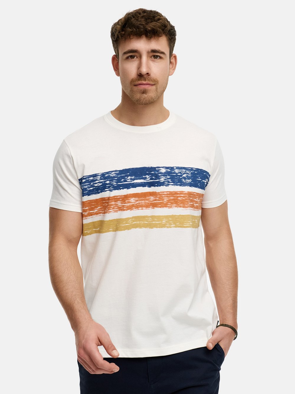 Indicode T-Shirt Herren Baumwolle blau bedruckt, XL