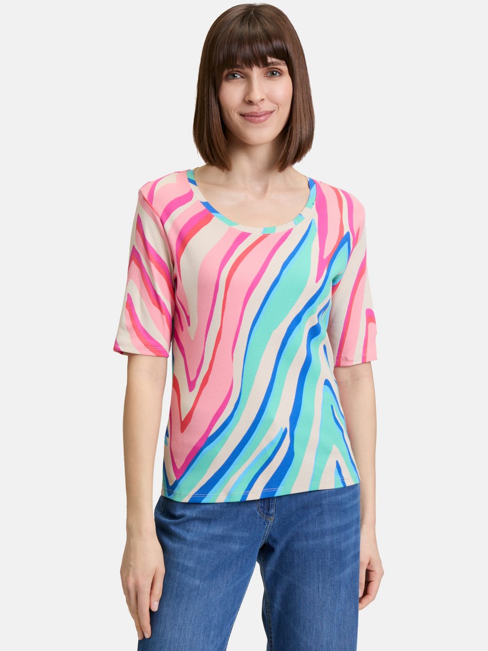 Betty Barclay Basic Shirt Damen Baumwolle mehrfarbig gemustert, 36