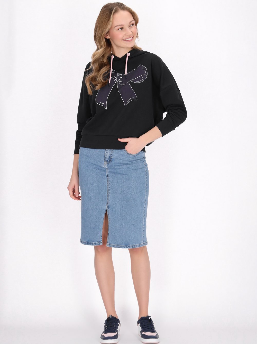 MyMo Kapuzenpullover Damen Baumwolle schwarz, XS