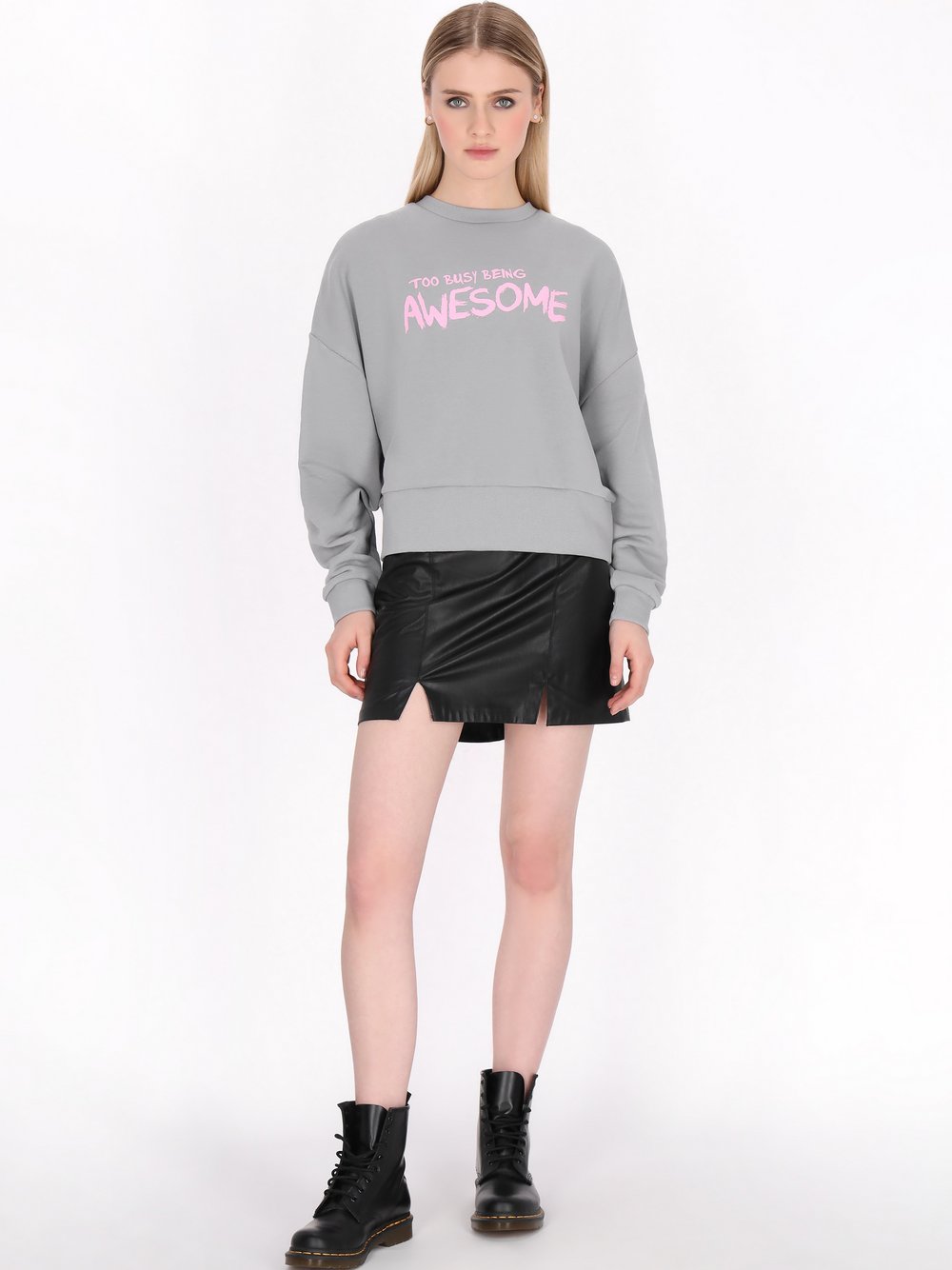 Thumbnail - MyMo Sweatshirt Damen Baumwolle grau, M