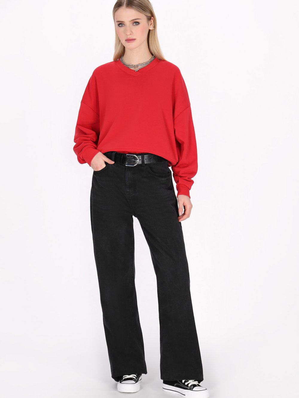 Thumbnail - MyMo Sweatshirt Damen Baumwolle rot, S