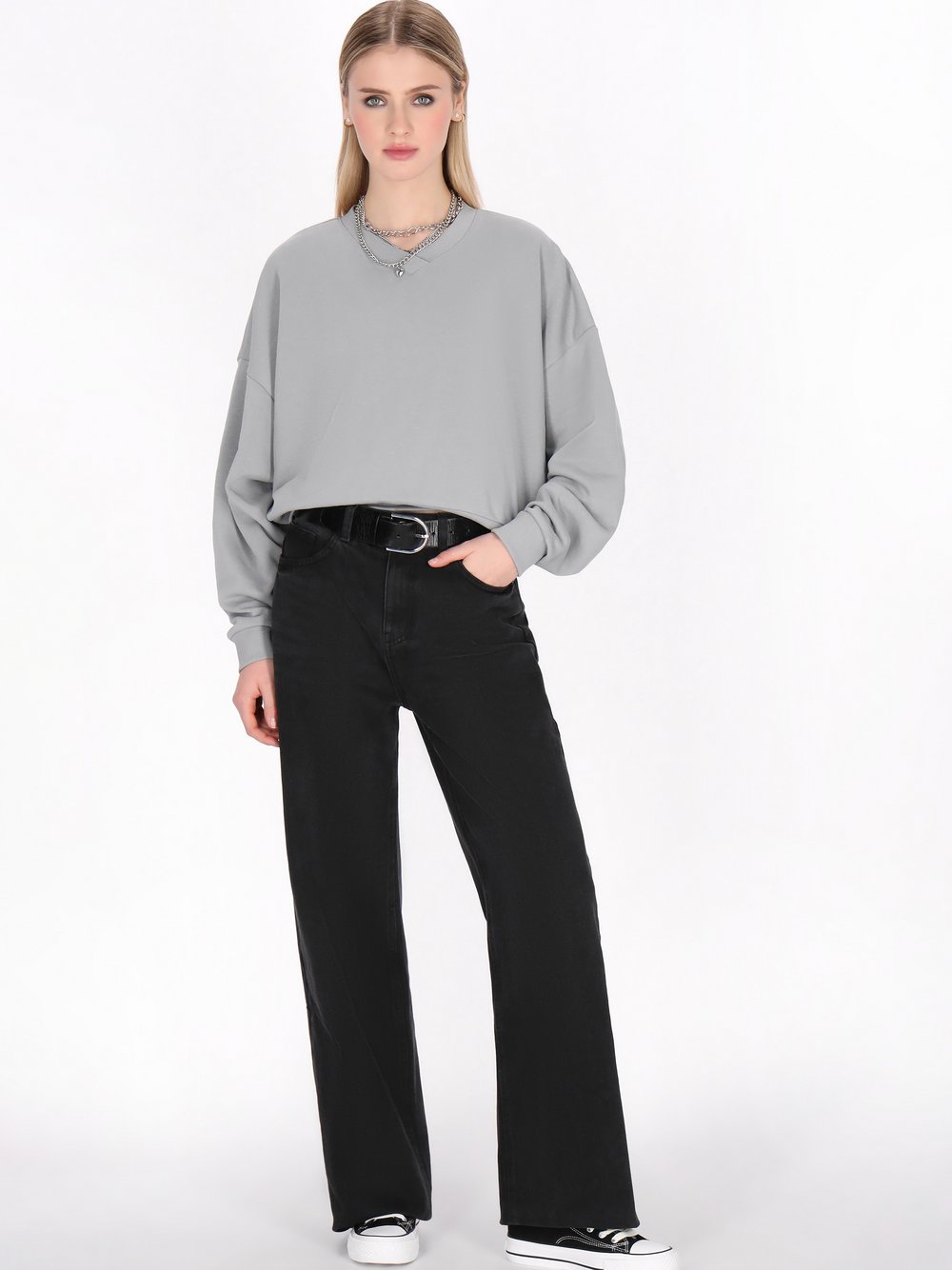 Thumbnail - MyMo Sweatshirt Damen Baumwolle grau, XS