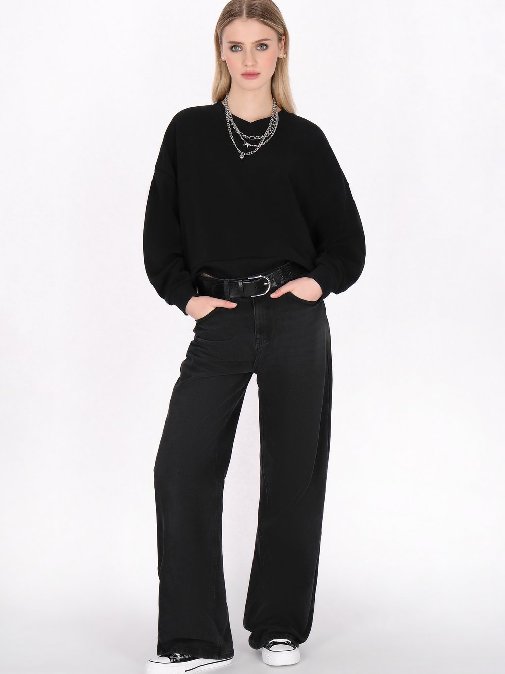 Thumbnail - MyMo Sweatshirt Damen Baumwolle schwarz, S