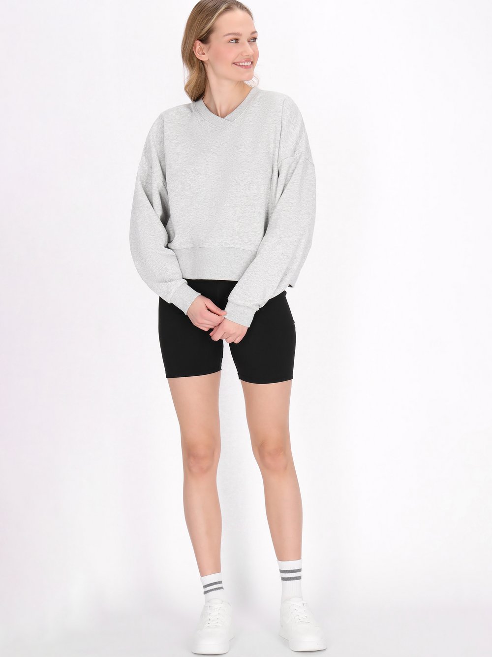 Thumbnail - MyMo Sweatshirt Damen Baumwolle grau, S