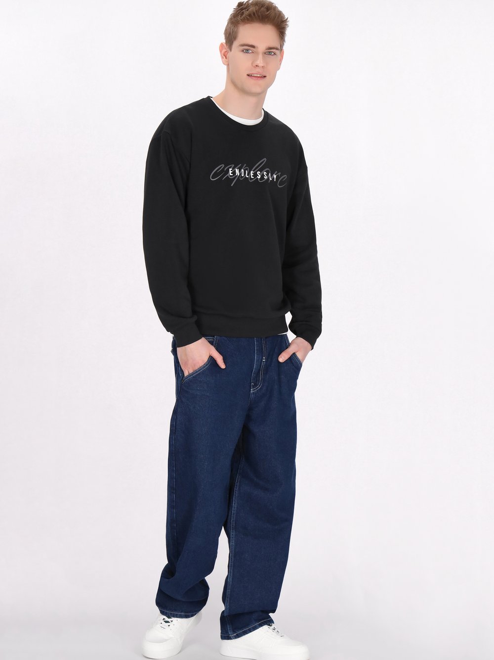 Mo Sweatshirt Herren Baumwolle schwarz, M