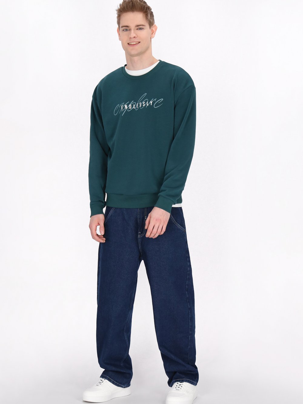 Mo Sweatshirt Herren Baumwolle grün, S