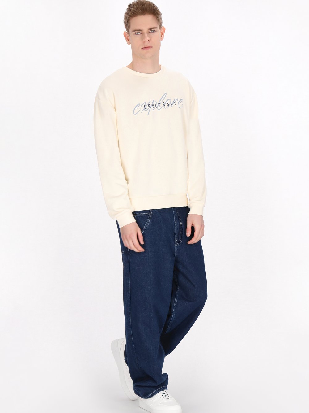 Mo Sweatshirt Herren Baumwolle weiß, M