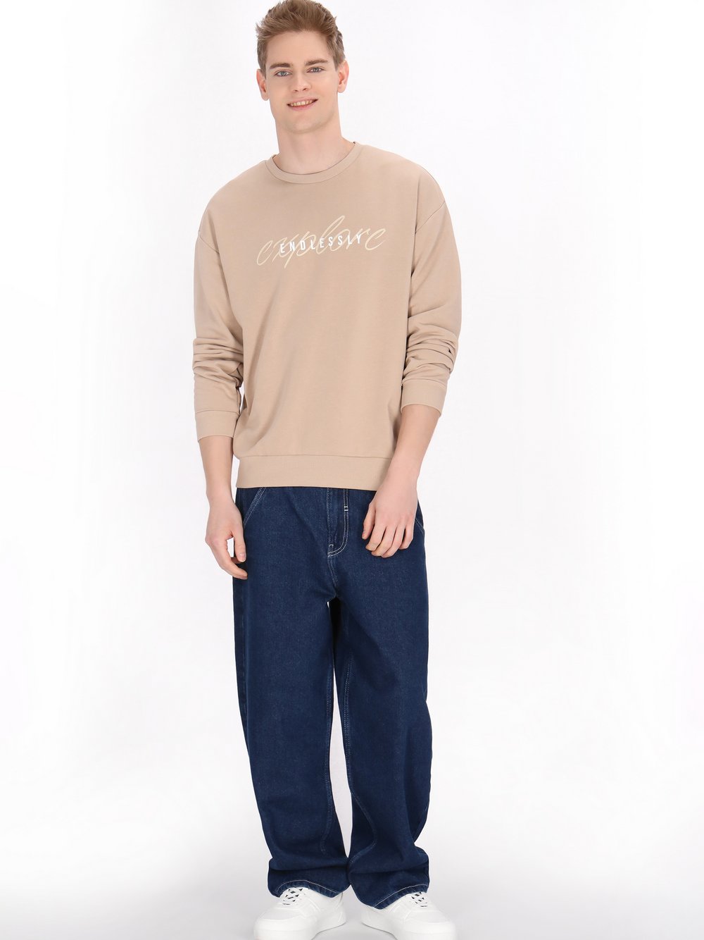 Mo Sweatshirt Herren Baumwolle beige, XL