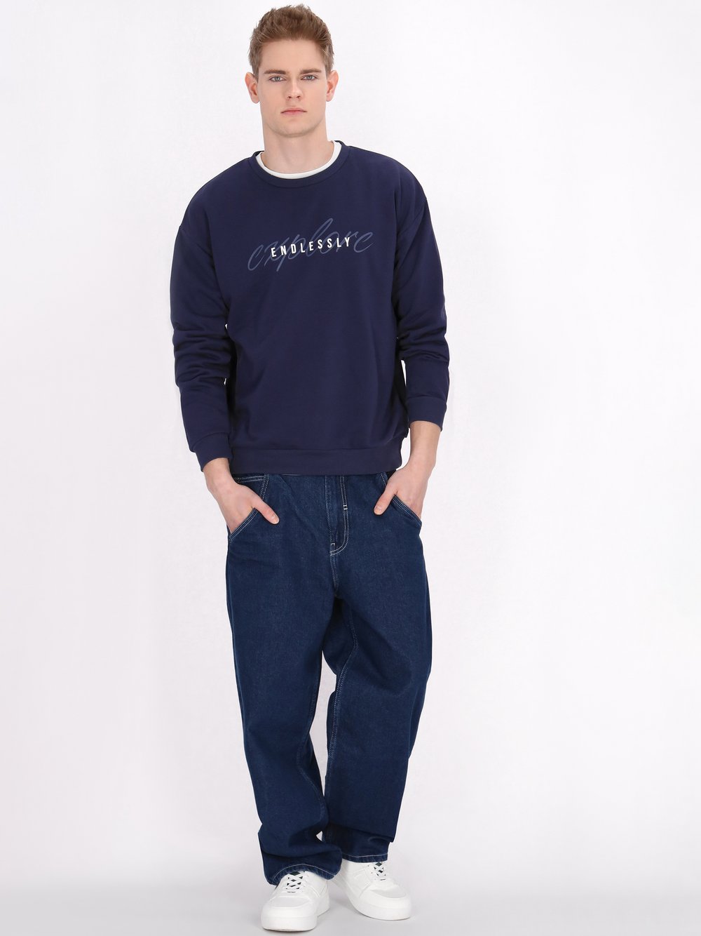 Mo Sweatshirt Herren Baumwolle blau, S