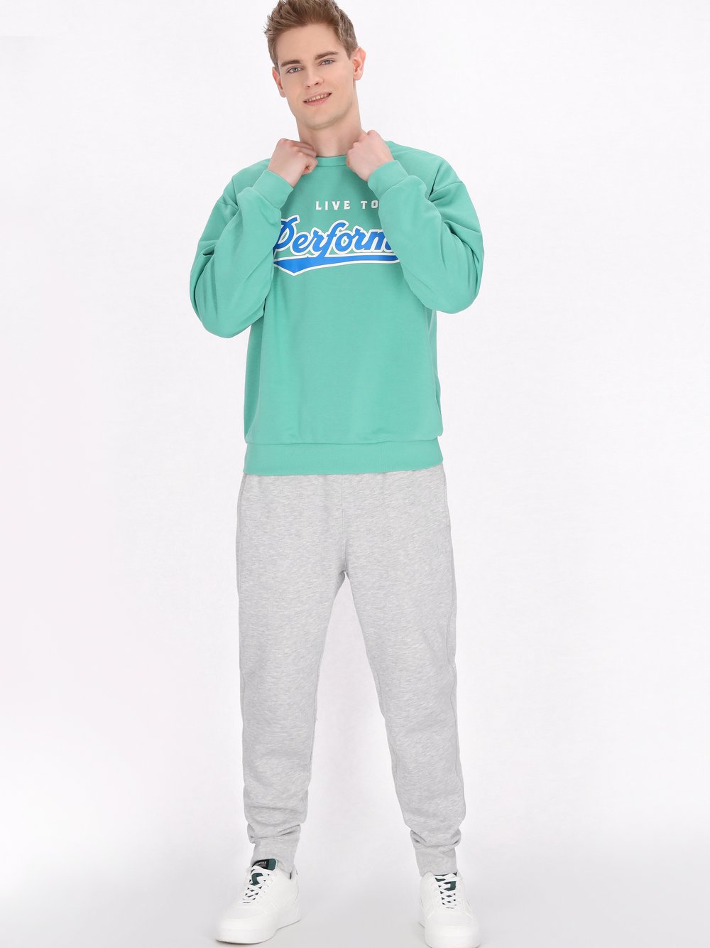 Mo Sweatshirt Herren Baumwolle grün, S