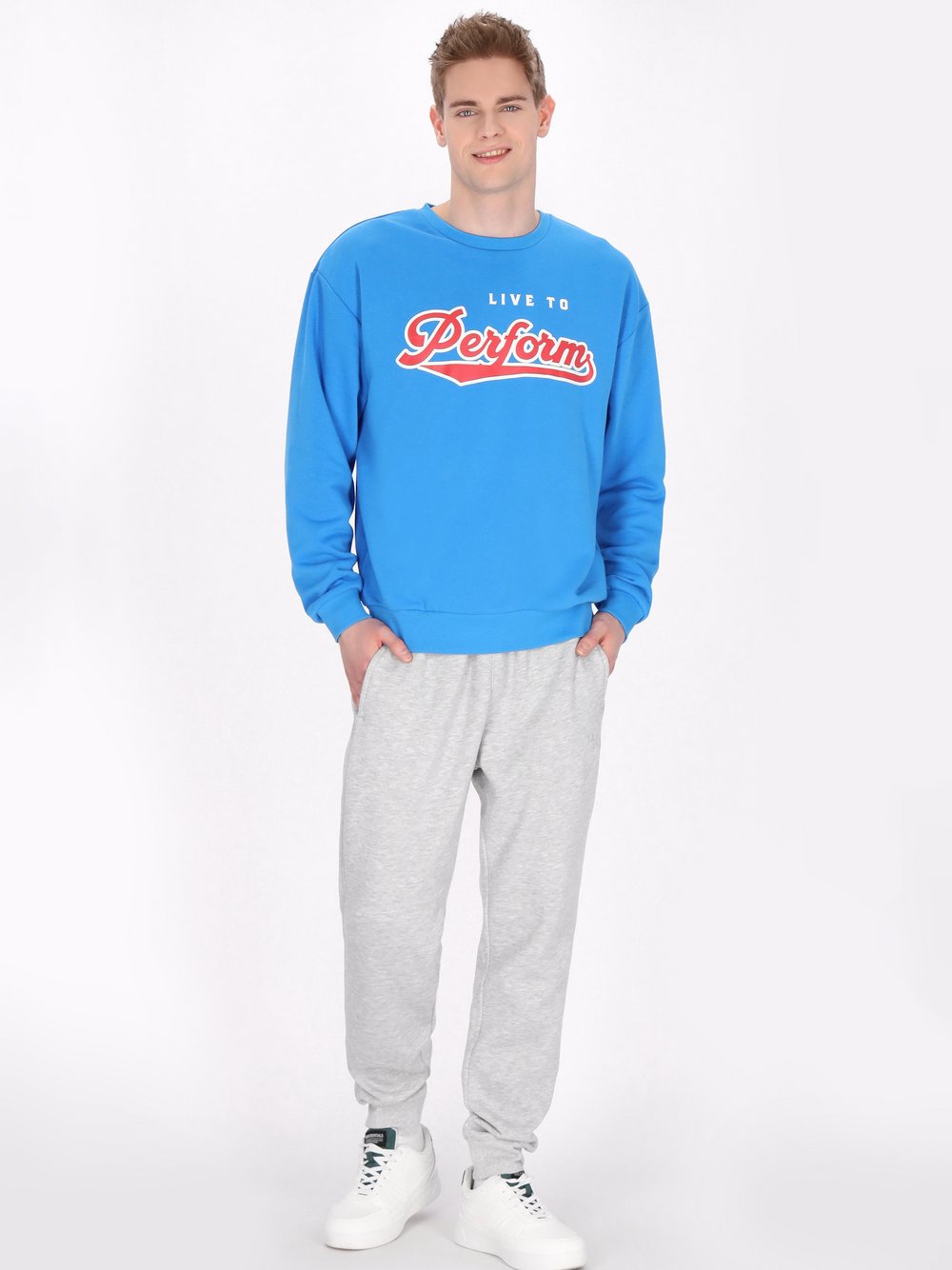 Mo Sweatshirt Herren Baumwolle blau, M
