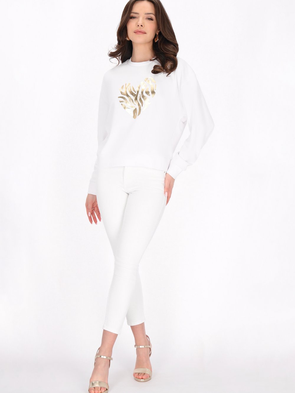 Faina Sweatshirt Damen Baumwolle weiß, M