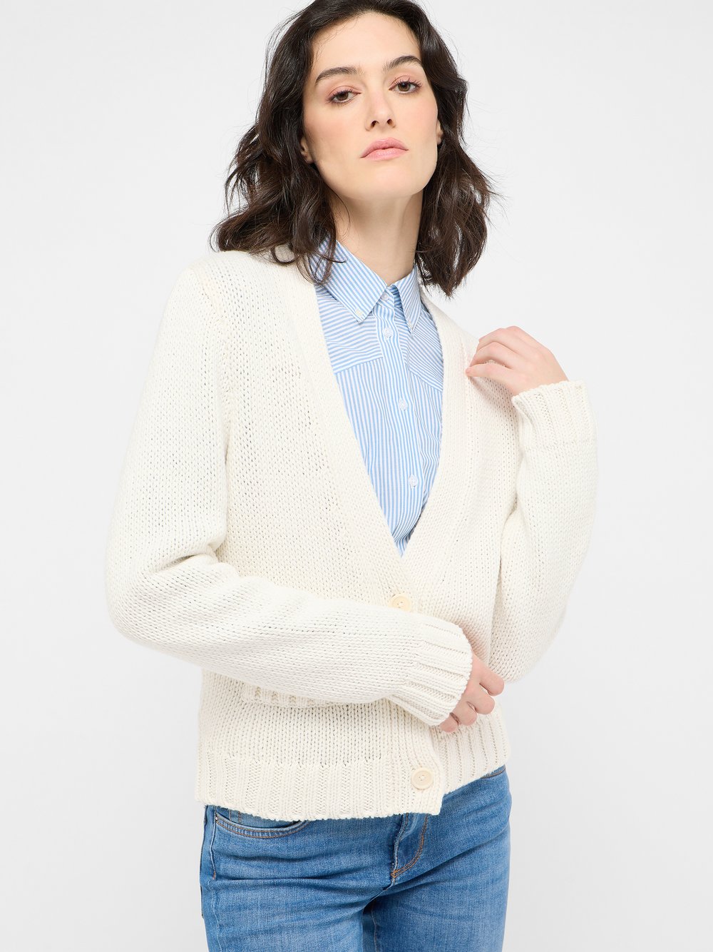 Mustang Cardigan Damen Baumwolle weiß, M