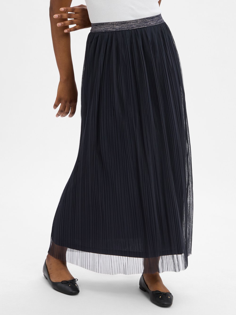 Nümph Maxi-Plisseerock Damen blau, 34